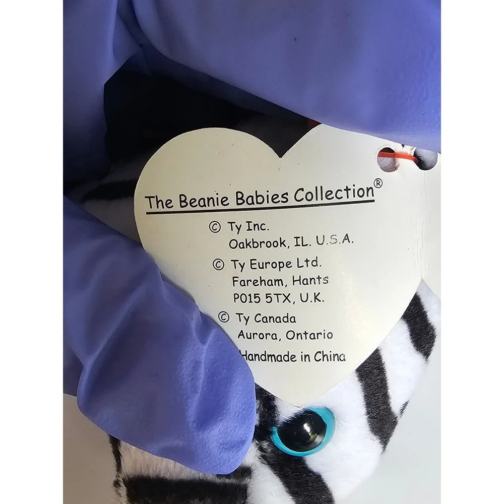 Ty Beanie Babies Blizzard White Tiger Plush 1996 Blue Eyes Heart Tag 4163